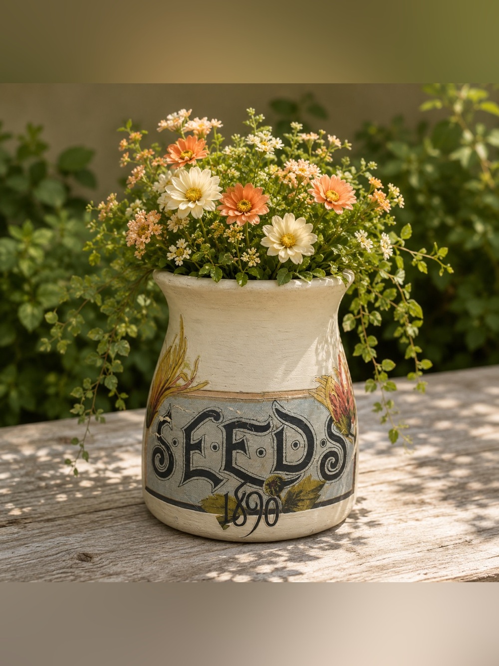Decorative Ceramic Vase with Seeds Advertisement.